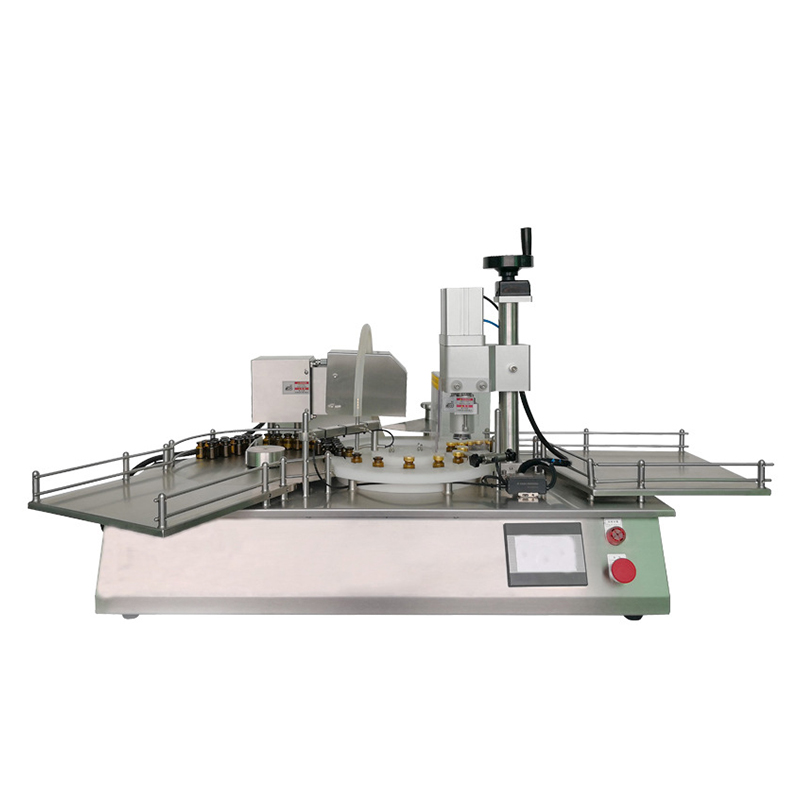 Desktop type filling and riveting capping machine